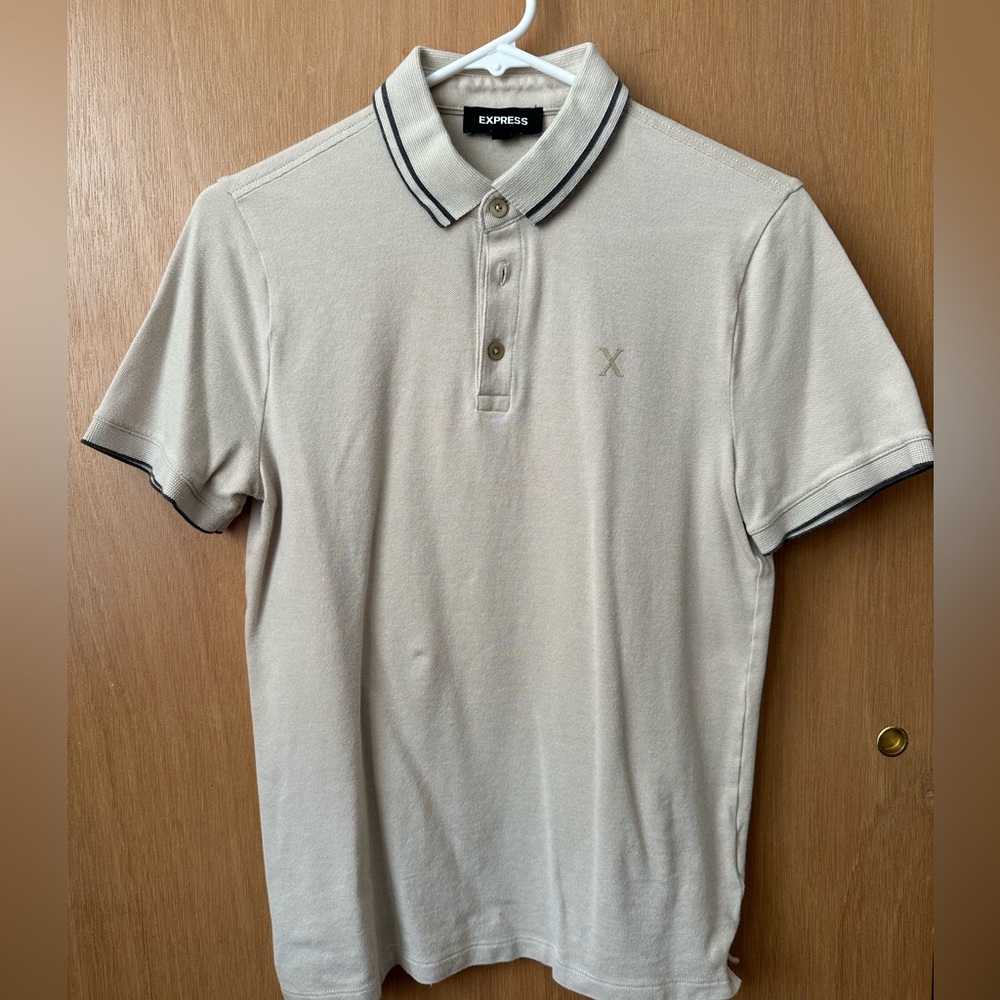 Express Men's Beige Polo Shirt